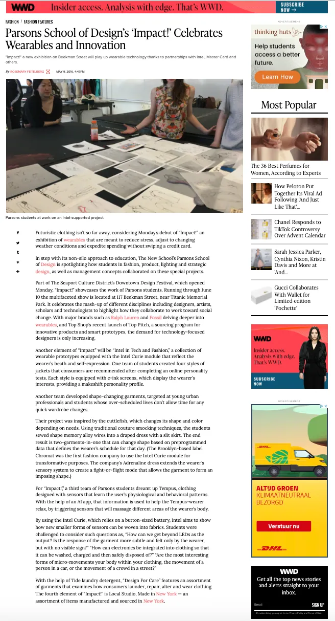WWD article screenshot